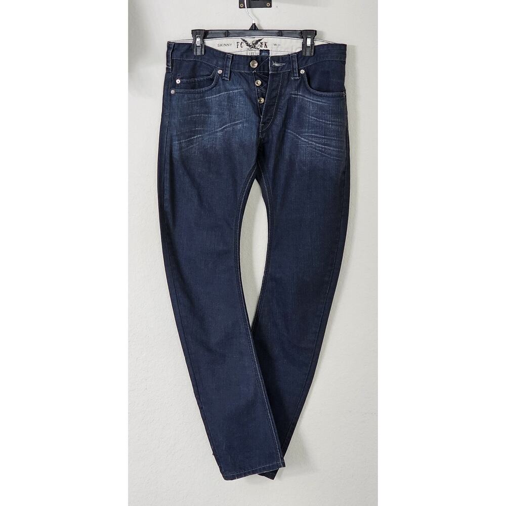 FCUK French Connection UK Jeans Women's Button Fly Skinny W30x32 Dark Wash Denim